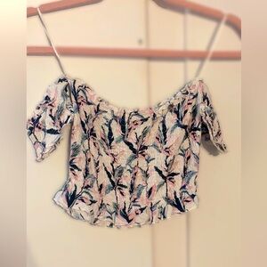 Cute off the shoulder floral crop top
